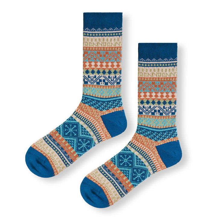 Calcetines de algodón con estampados geométricos tribales vintage.