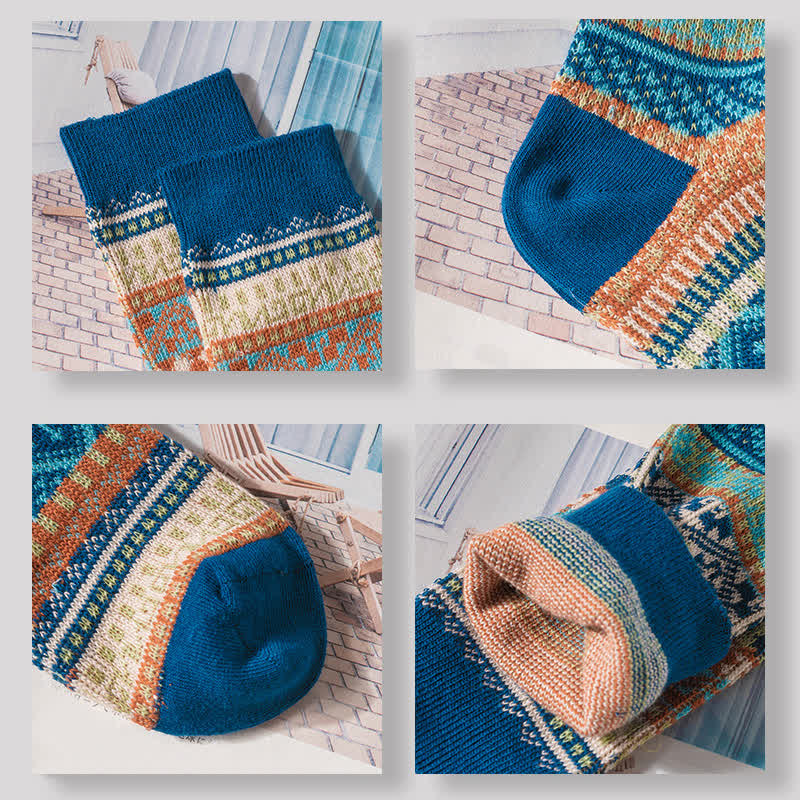 Calcetines de algodón con estampados geométricos tribales vintage.