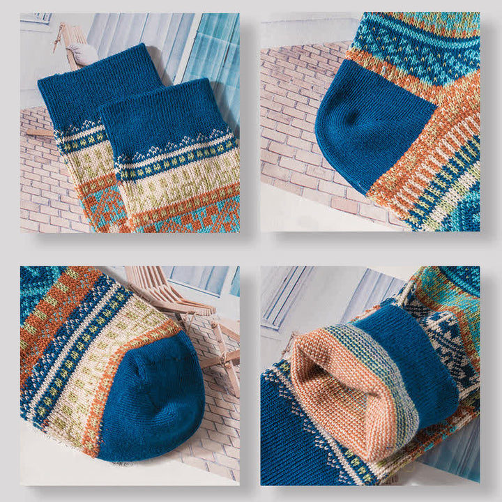 Calcetines de algodón con estampados geométricos tribales vintage.