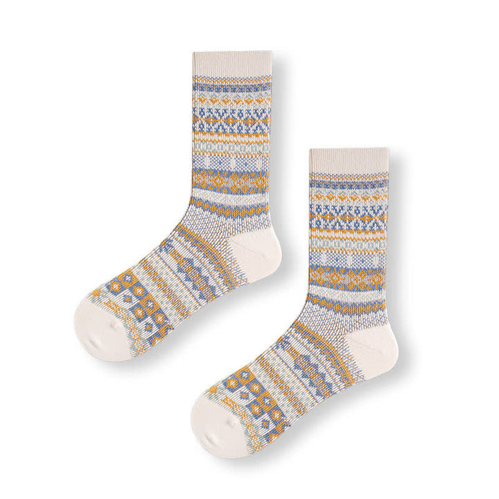 Calcetines de algodón con estampado étnico de rayas