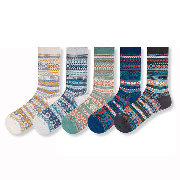 Calcetines de algodón con estampado étnico de rayas