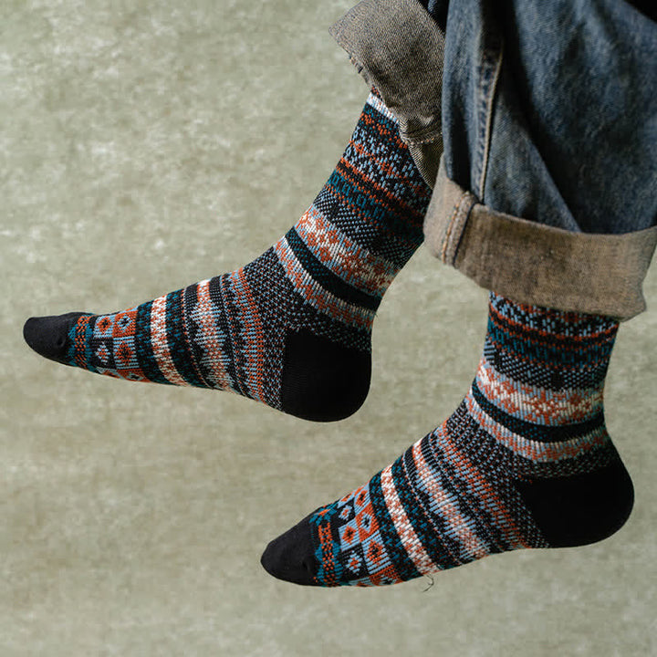 Calcetines de algodón con estampado étnico de rayas