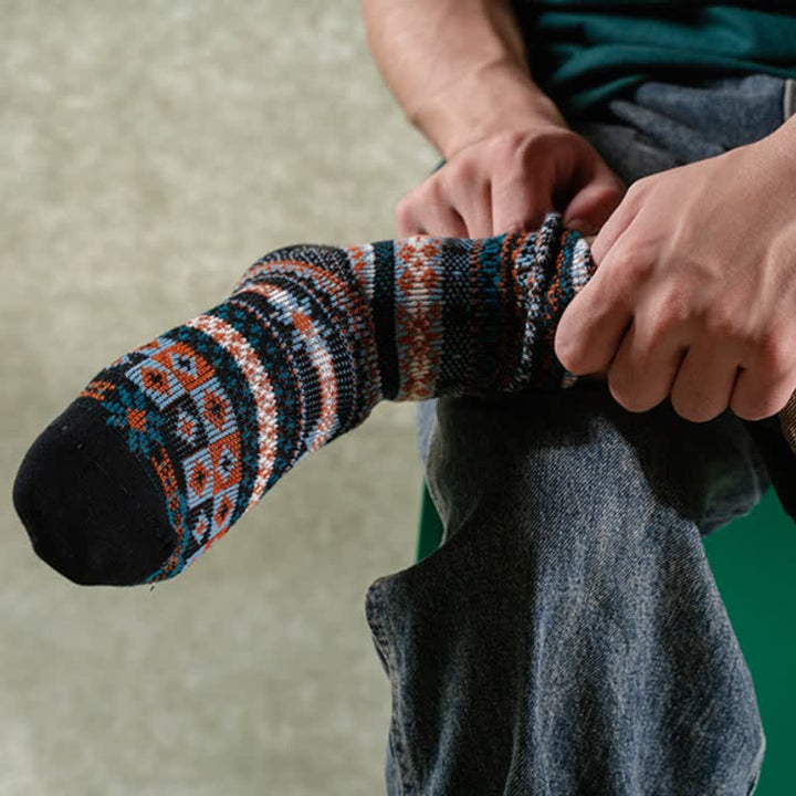 Calcetines de algodón con estampado étnico de rayas