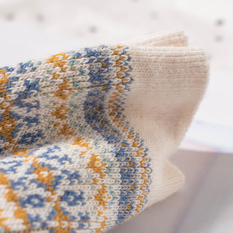 Calcetines de algodón con estampado étnico de rayas