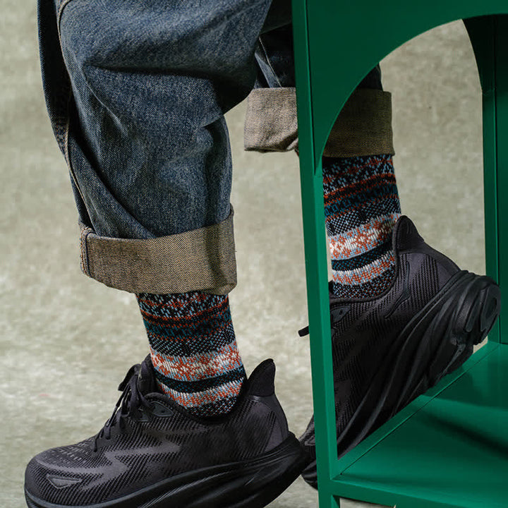 Calcetines de algodón con estampado étnico de rayas