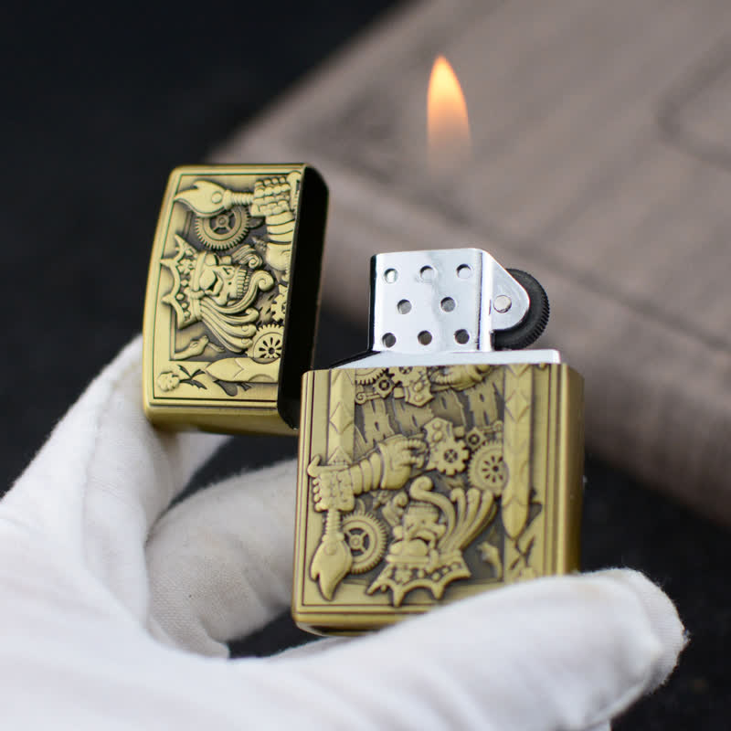 Encendedor de butano recargable con forma de rueda de afilar Skull King