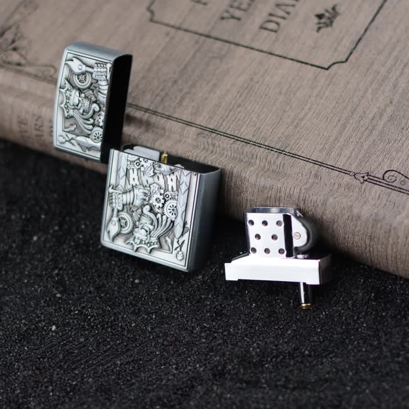 Encendedor de butano recargable con forma de rueda de afilar Skull King