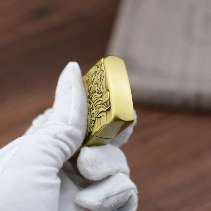 Encendedor de butano recargable con rueda de afilar y bandera de Eagle Torch