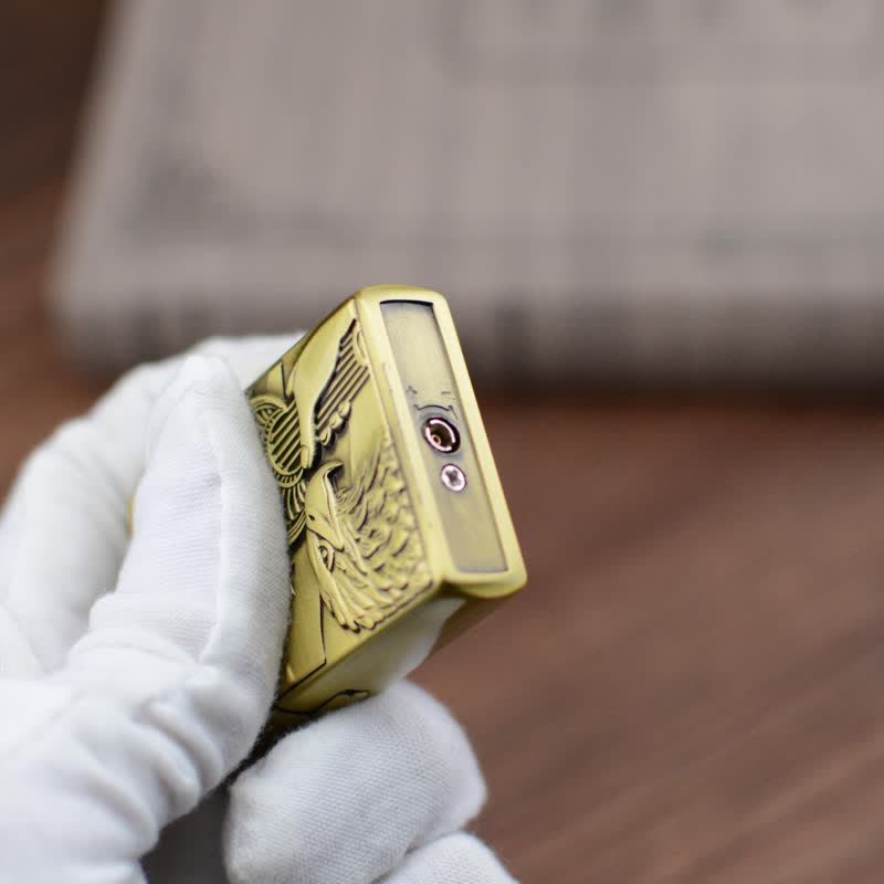 Encendedor de butano recargable con rueda de afilar y bandera de Eagle Torch