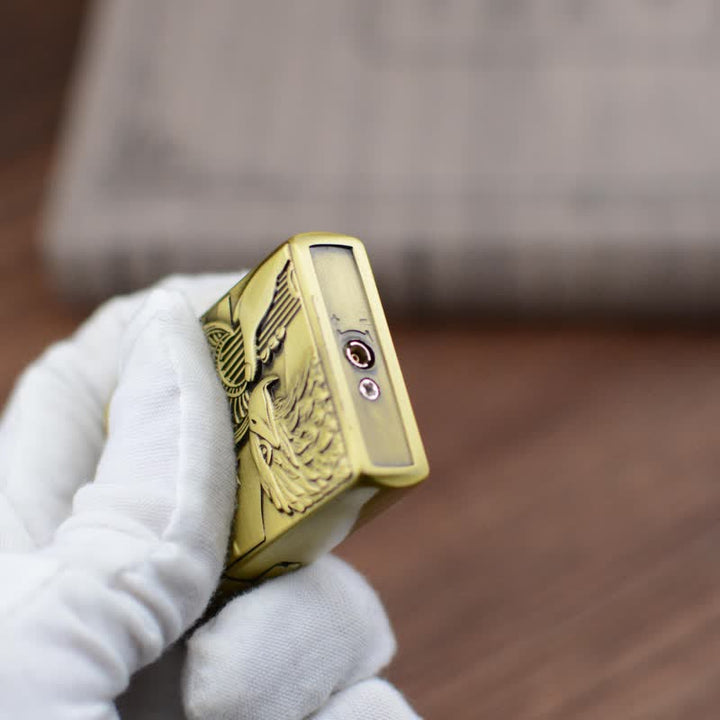 Encendedor de butano recargable con rueda de afilar y bandera de Eagle Torch