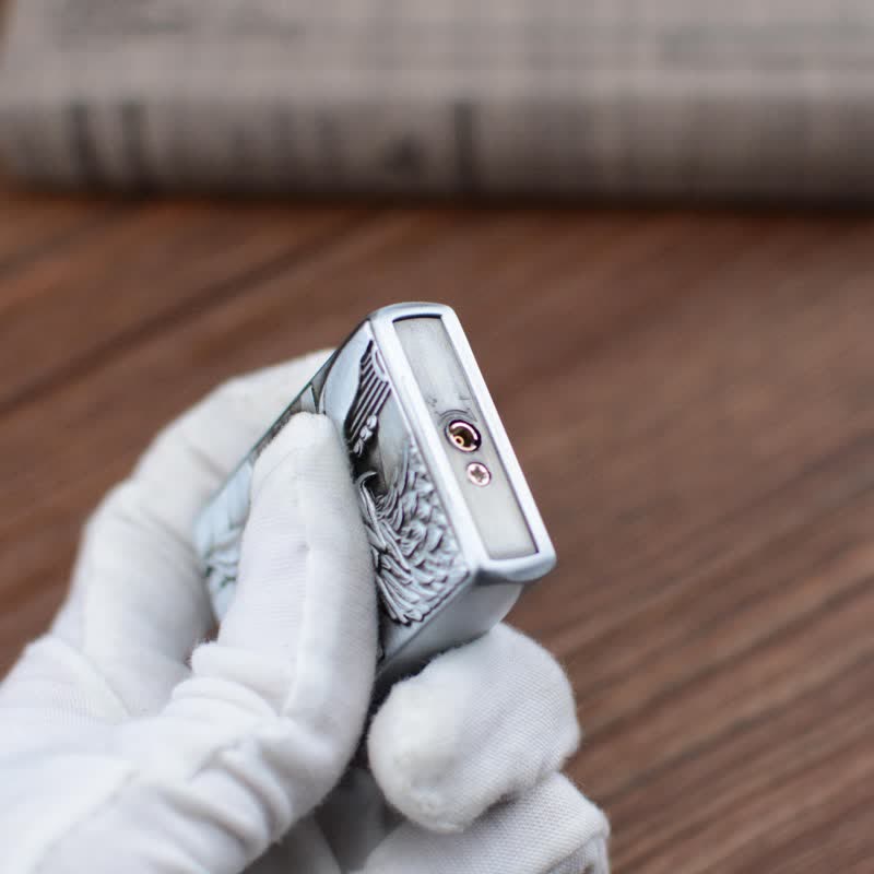 Encendedor de butano recargable con rueda de afilar y bandera de Eagle Torch