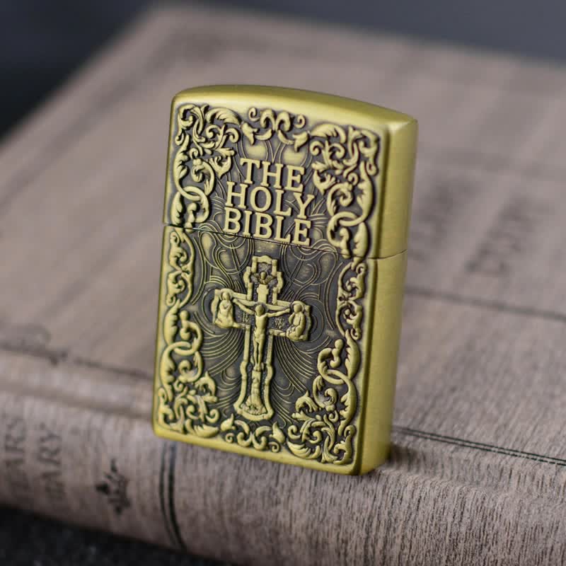 Encendedor de butano recargable con forma de cruz de la Santa Biblia