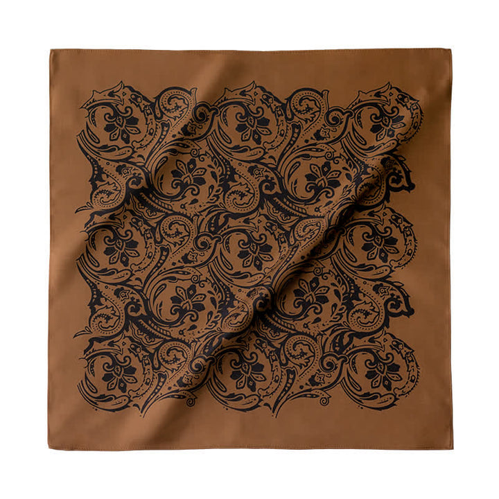 Bufanda cuadrada con estampado retro de cachemira y hebilla
