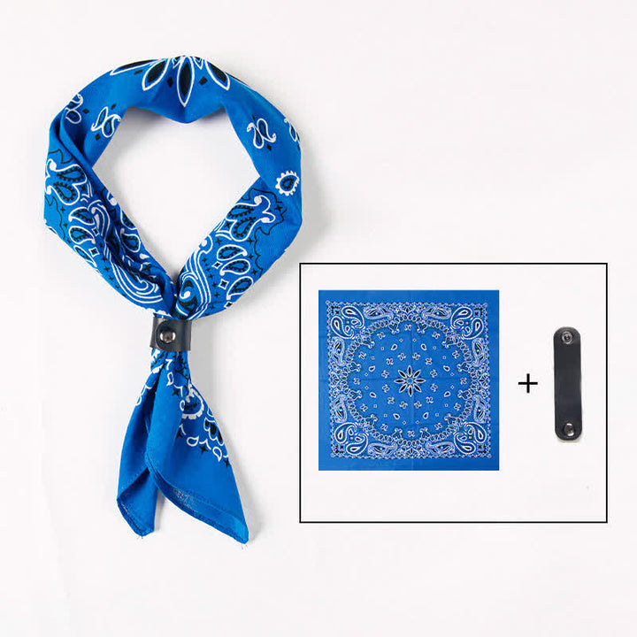 Bufanda cuadrada con estampado de cachemira y hebilla de moda
