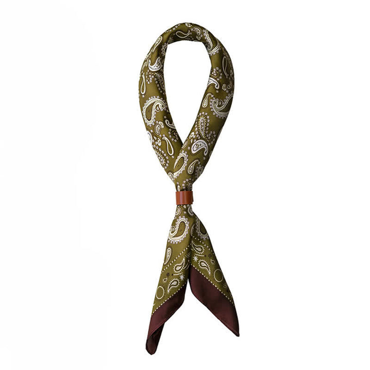 Bufanda cuadrada clásica con estampado de flores de cachemira en dos tonos