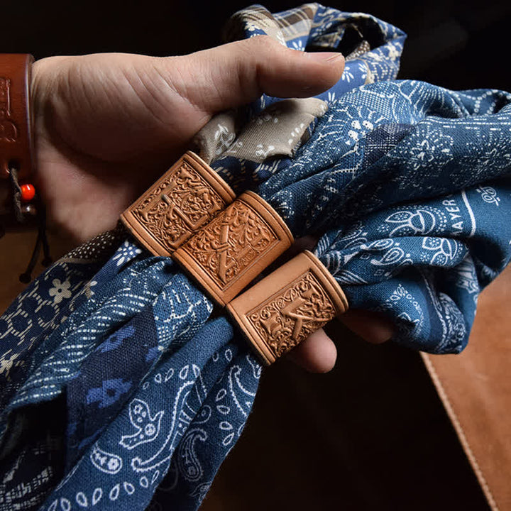 Anillo de cuero para bufanda con estampado de letras inglesas de la A a la Z