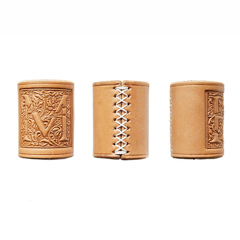 Anillo de cuero para bufanda con estampado de letras inglesas de la A a la Z