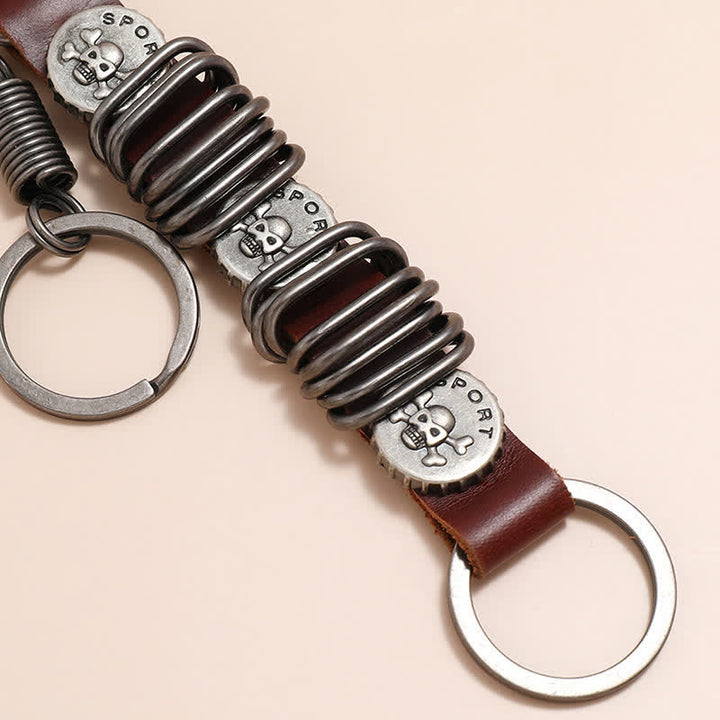 Llavero de cuero con forma de cabeza de calavera y personalidad