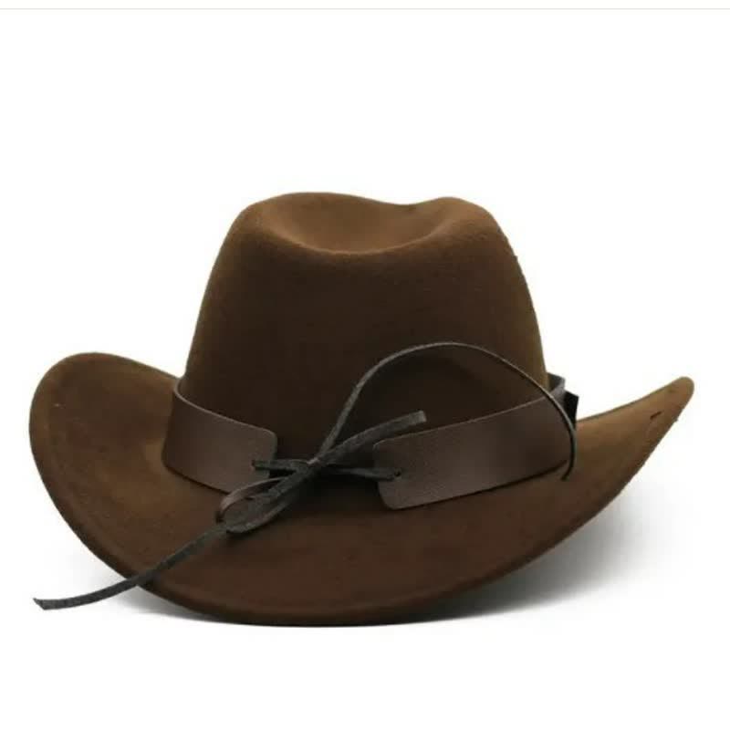 Sombrero de vaquero de fieltro con correa de cabeza de buey y toro salvaje occidental