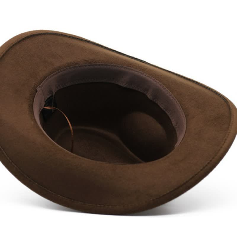 Sombrero de vaquero de fieltro con correa de cabeza de buey y toro salvaje occidental