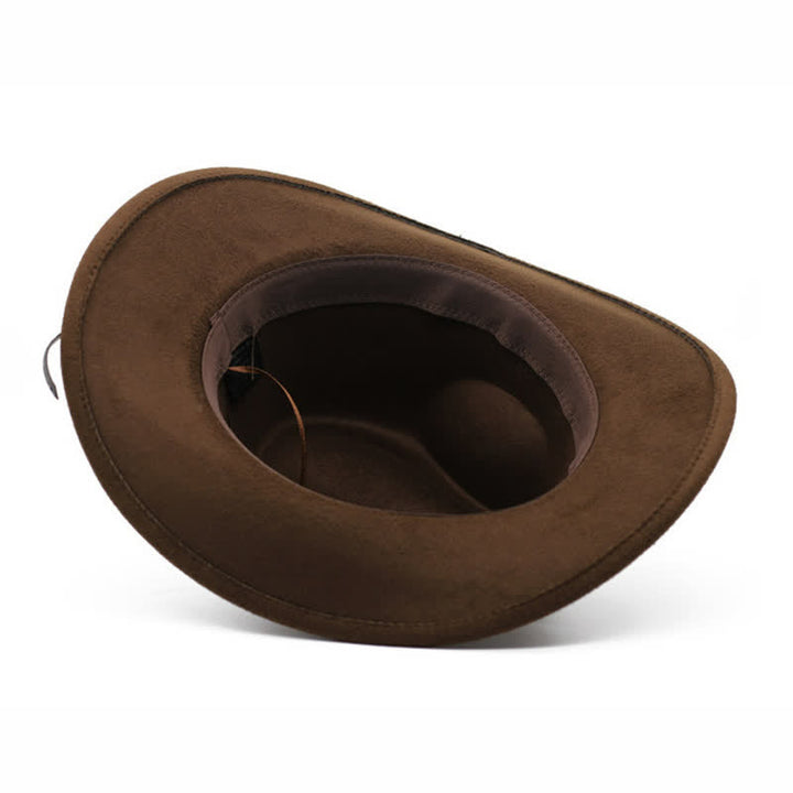 Sombrero de vaquero de fieltro con correa de cabeza de buey y toro salvaje occidental