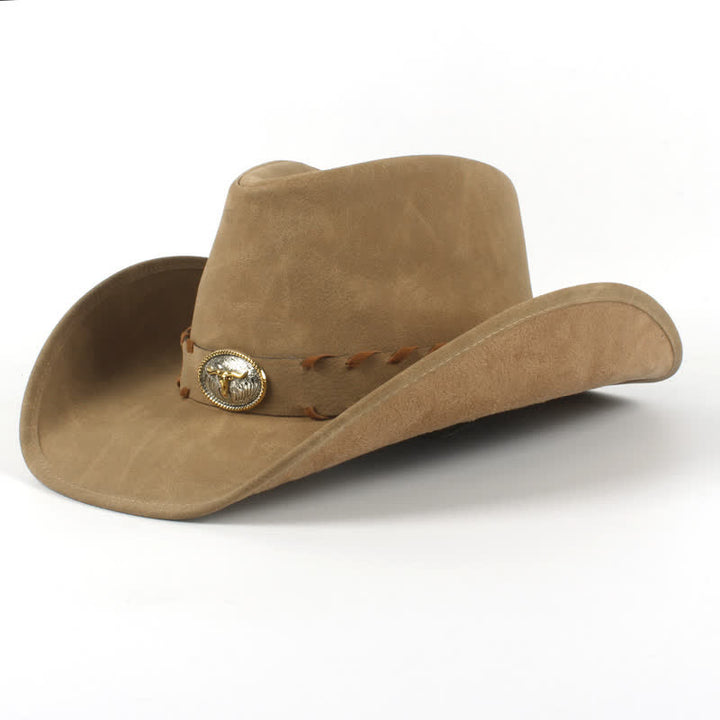 Sombrero vaquero occidental de ala ancha para exteriores de color caqui oscuro