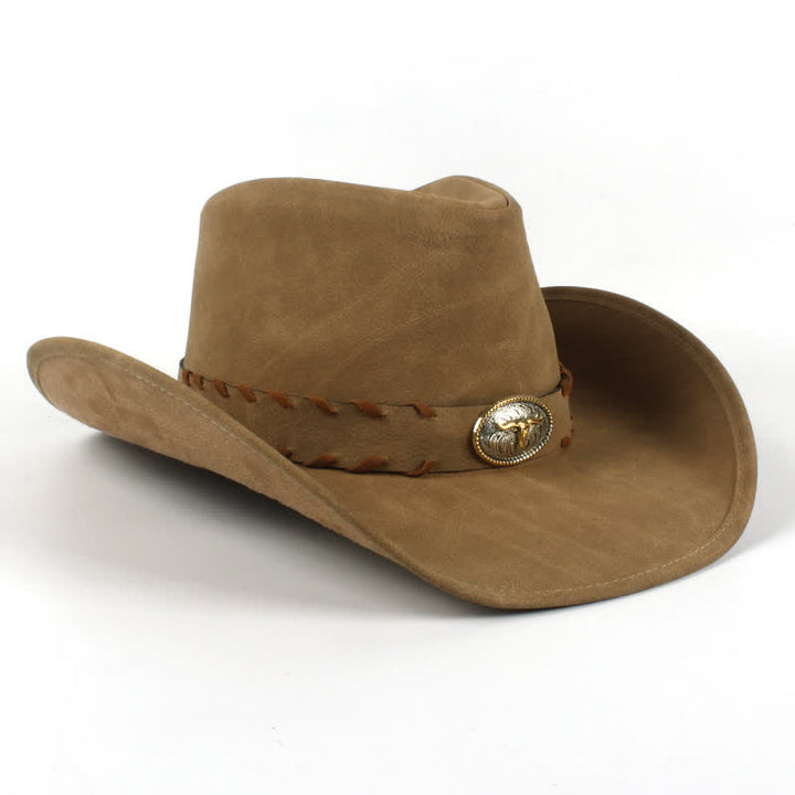 Sombrero vaquero occidental de ala ancha para exteriores de color caqui oscuro