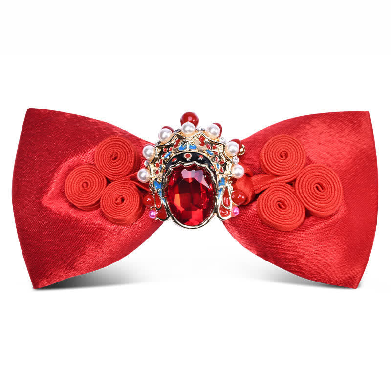 Pajarita elegante para hombre con cristales y perlas artificiales y decoraciones circulares