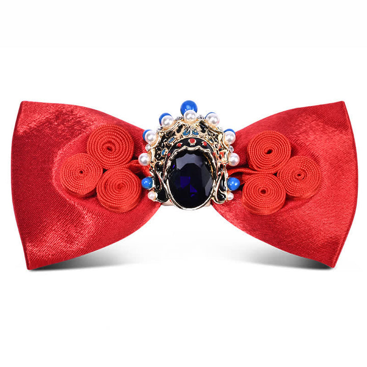 Pajarita elegante para hombre con cristales y perlas artificiales y decoraciones circulares