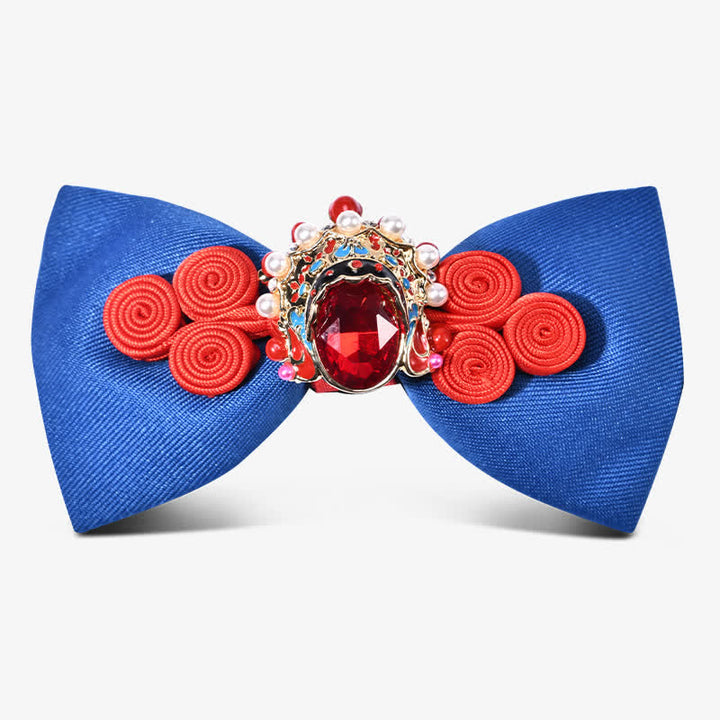 Pajarita elegante para hombre con cristales y perlas artificiales y decoraciones circulares