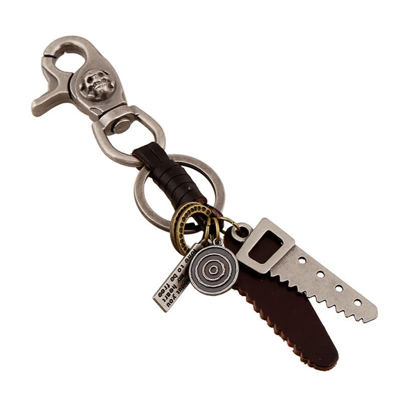 Llavero de cuero con calavera tallada con sierra creativa - image 1