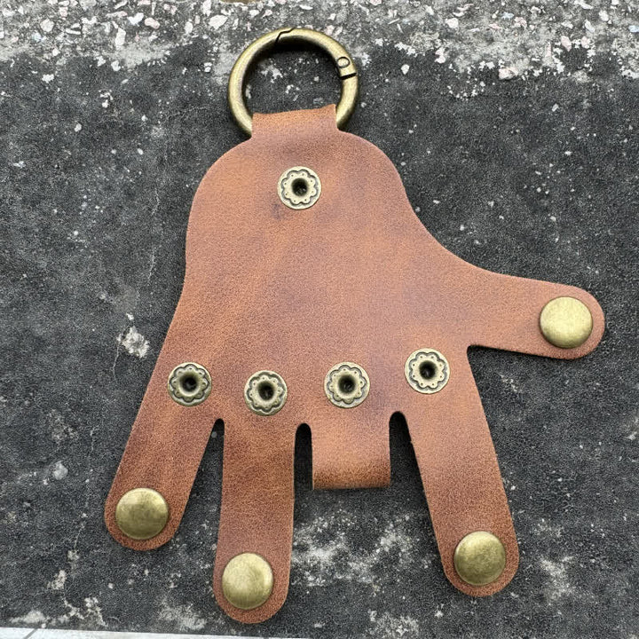 Divertido llavero de cuero con forma de dedo creativo