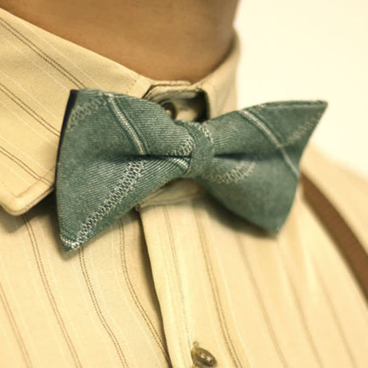 Pajarita de algodón a cuadros estilo británico color verde mar mediano para hombre