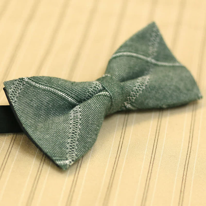 Pajarita de algodón a cuadros estilo británico color verde mar mediano para hombre