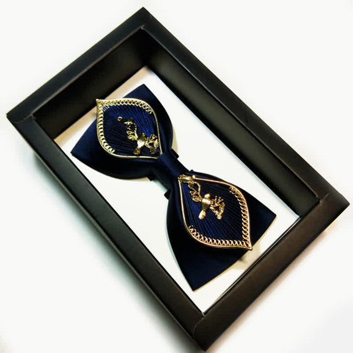 Pajarita de metal dorado con forma de fénix para hombre en azul marino