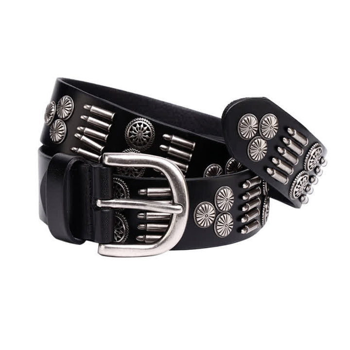 Cinturón de cuero con remaches de balas de metal estilo punk rock