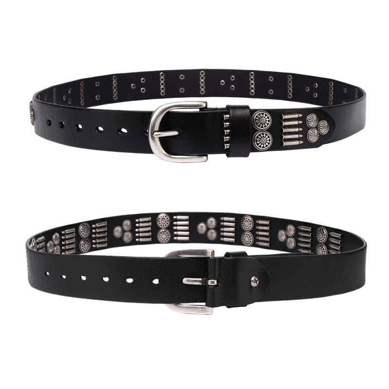 Cinturón de cuero con remaches de balas de metal estilo punk rock