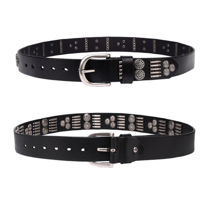 Cinturón de cuero con remaches de balas de metal estilo punk rock