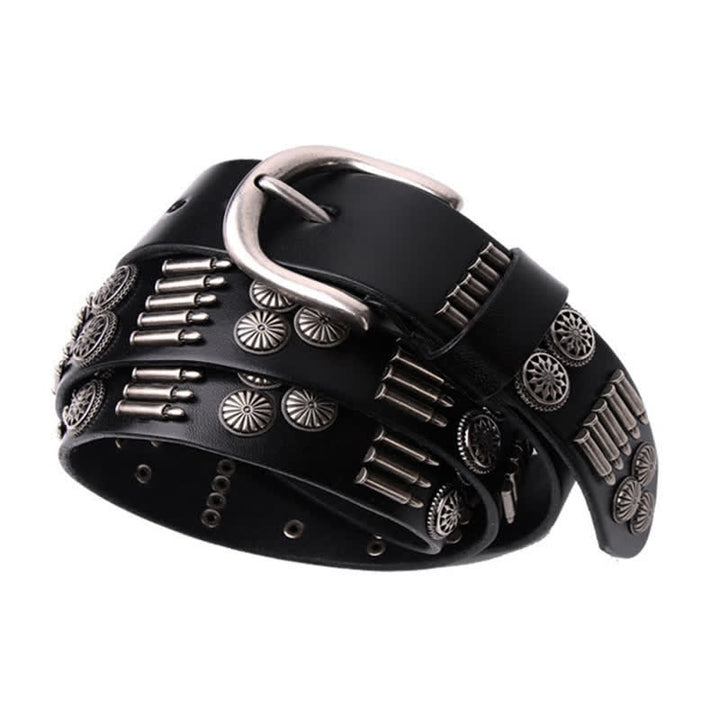 Cinturón de cuero con remaches de balas de metal estilo punk rock