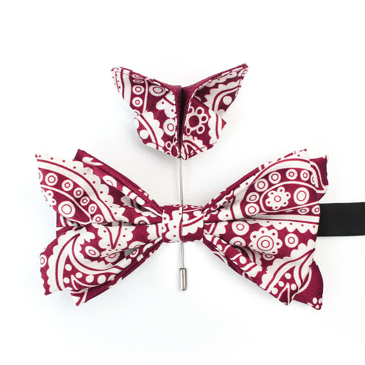Pajarita para hombre con estampado de lunares en blanco y rojo de anacardo