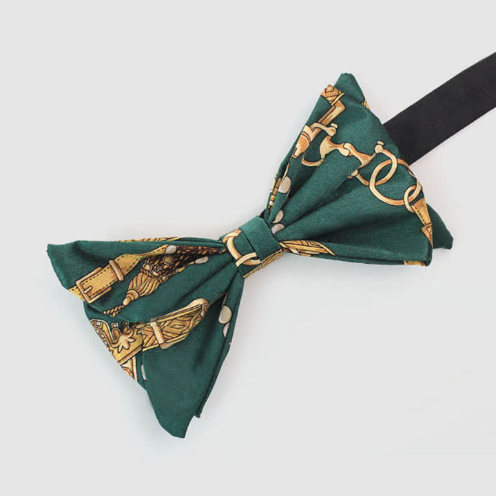 Pajarita con estampado retro verde y dorado de Royal Court para hombre