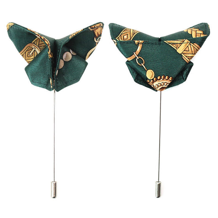 Pajarita con estampado retro verde y dorado de Royal Court para hombre