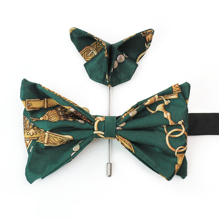 Pajarita con estampado retro verde y dorado de Royal Court para hombre