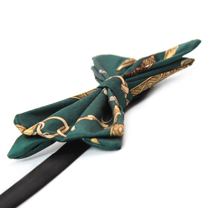 Pajarita con estampado retro verde y dorado de Royal Court para hombre