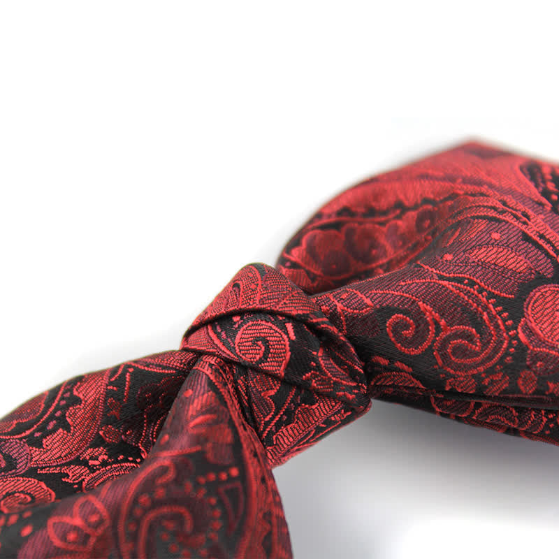 Pajarita elegante estilo británico con estampado de cachemira burdeos para hombre