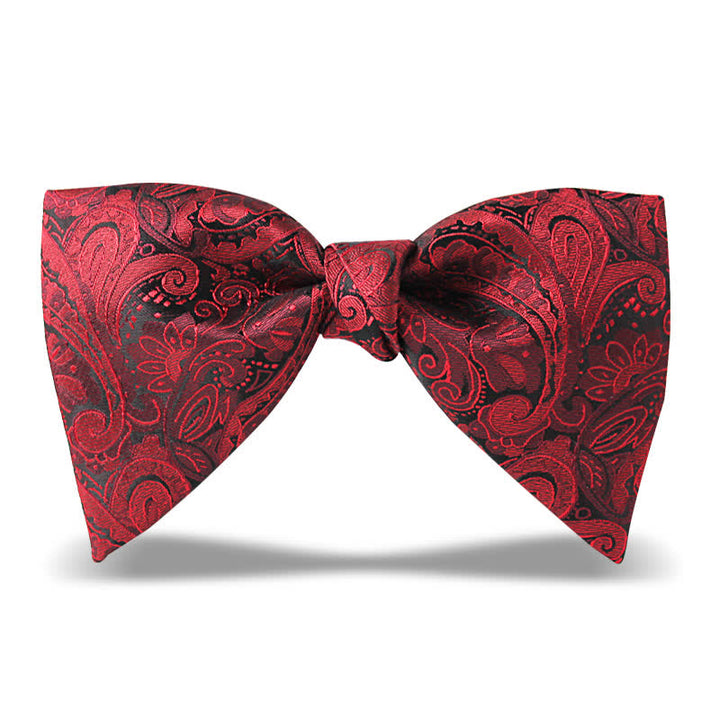 Pajarita elegante estilo británico con estampado de cachemira burdeos para hombre