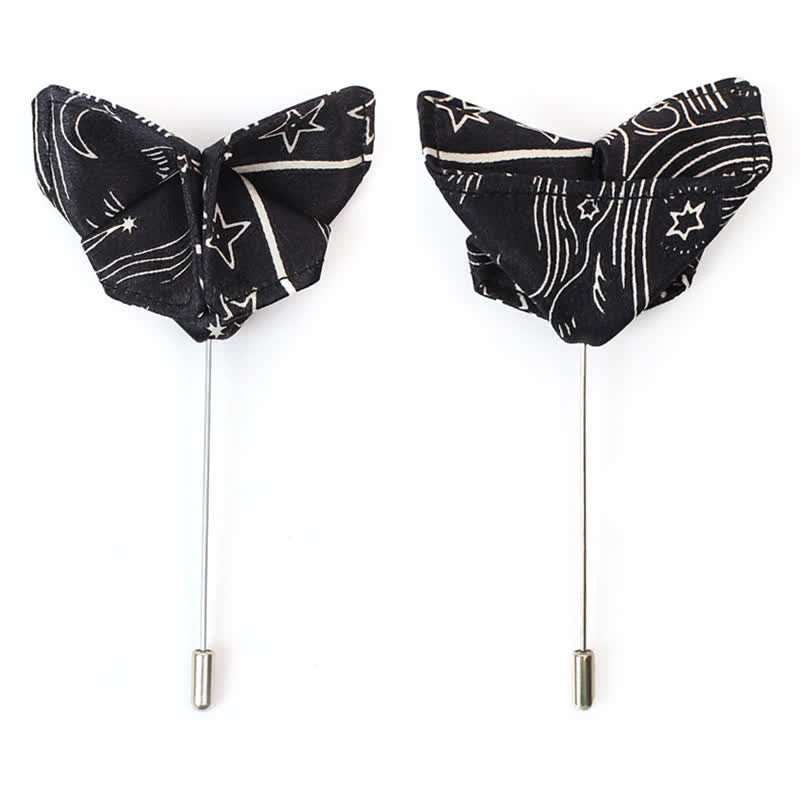 Pajarita negra con estampado de sol, luna y estrellas para hombre