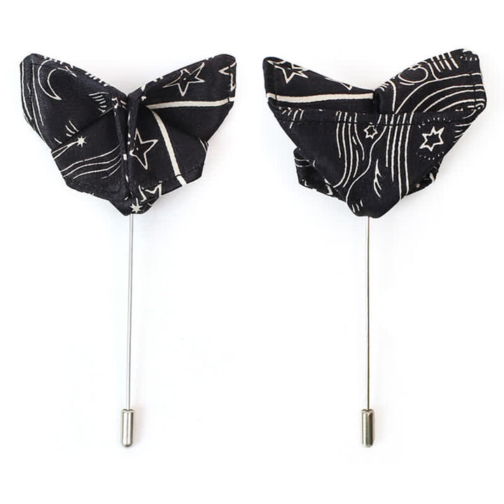 Pajarita negra con estampado de sol, luna y estrellas para hombre