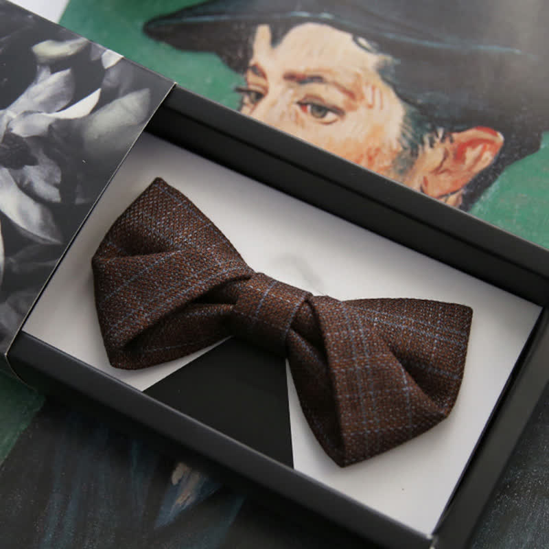 Pajarita de cuadros marrón oscuro estilo británico vintage para hombre