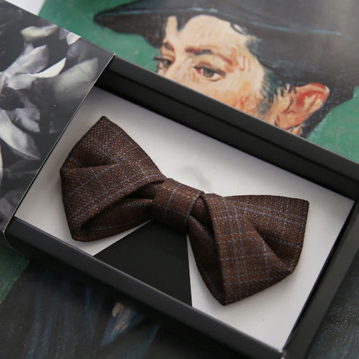 Pajarita de cuadros marrón oscuro estilo británico vintage para hombre